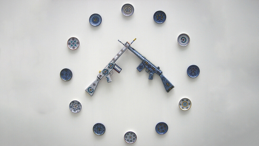 Trophy A, 2017, Antonio Riello, Faentine handpainted ceramic, about 250 cm x 250 cm x 5 cm