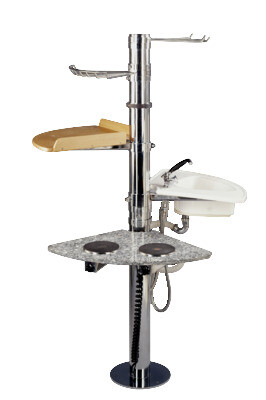 Kitchen Tree, Design by Stefan Wewerka (*1928), execution by Tecta Möbel, Lauenförde1984Cologne / Berlinstainless steel, granite and woodH 195 cm