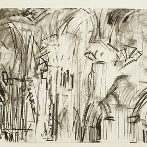 Dennis Creffield, St. Denis, Paris: Interior from East and Looking North-East, 1990, Charcoal on paper, Pallant House Gallery, Wilson Loan (2006) © Dennis Creffield