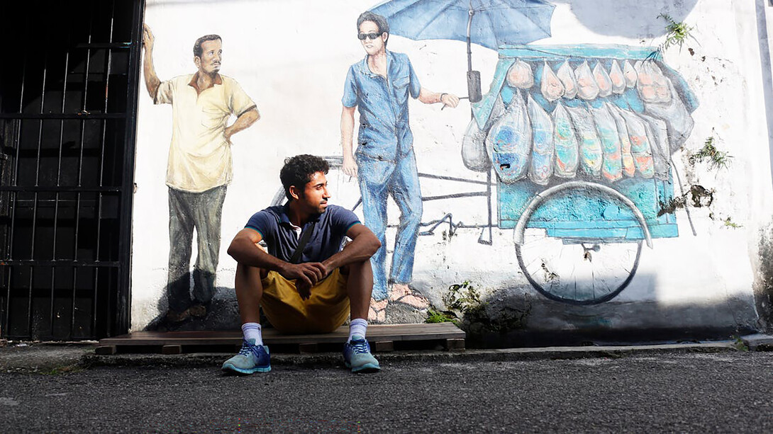 George Town, Penang, Malaysia, street art in Penang: a man and mural