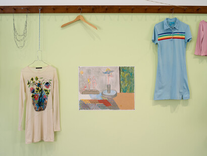 Dominique Gonzalez-Foerster, euqinimod & costumes, 2014, Mixed media installation, 15 ft x 40 ft 3 inches x 15 ft