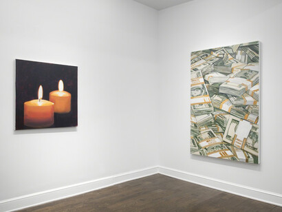 Salad, Candles, and Money. Courtesy of Johannes Vogt Gallery