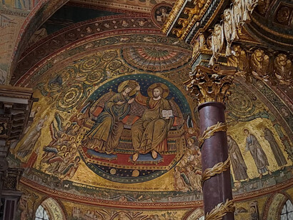 Basilica di Santa Maria Maggiore, Roma, Italia. Catino absidale con Incoronazione della Vergine e santi di Iacopo Torriti (©Roberto Luciani)