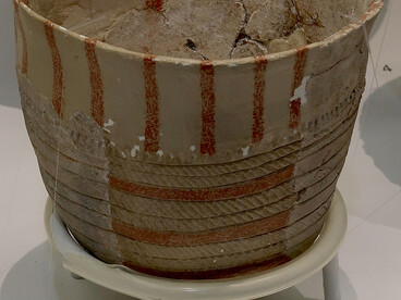 Red-line painted pottery from Yeondae-do, Neolithic period, located in the Gimhae National Museum, Gimhae, South Korea