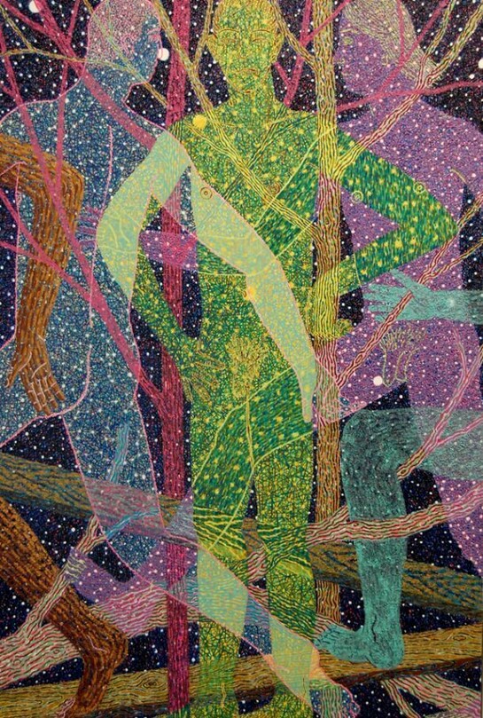 Benjamin Degen, Men, 2013, Oil on linen over panel, 72 x 48 in. Courtesy: Susan Inglett Gallery, NYC.