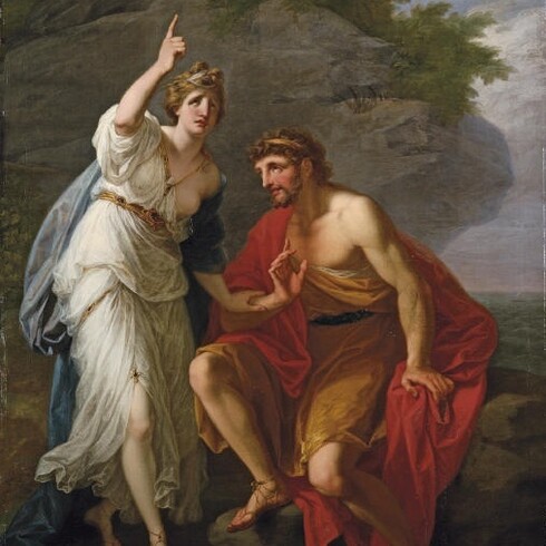 Angelica Kauffmann, Calypso calling heaven and earth to witness her sincere affection to Ulysses, XVIII secolo. Collezione privata