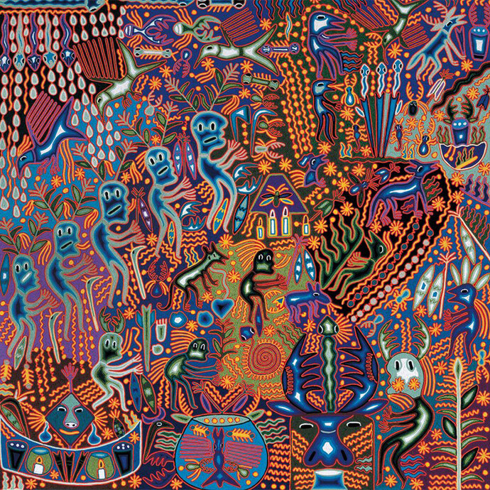 José Benítez Sànchez, "The Path of the Giants and the Gods" (detail), 2005. Yarn on Wood, 120x122.5 cm