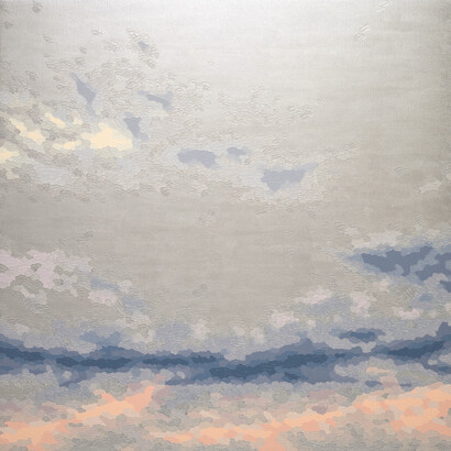 Elaine Coombs, Pensive Skies (pearl), 2022, acrylic on canvas over panel, 40x40 inches. . Courtesy of the artist and Thomas Deans Gallery