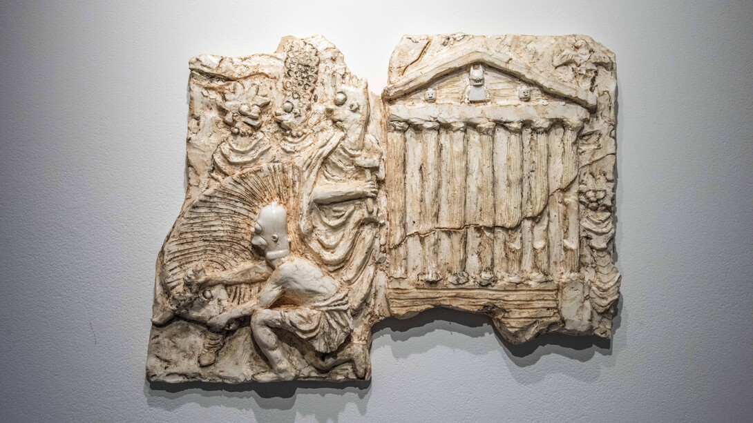 Joshua Goode, Sacrifice and Temple II, 2023, resin and mixed media. Courtesy of Ivy Brown Gallery