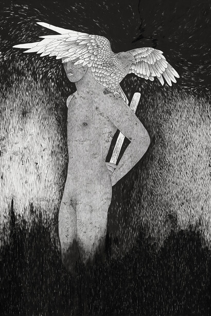 Abel (Nimrod), 2019, Oil & Ink on Paper, 100x70 cm