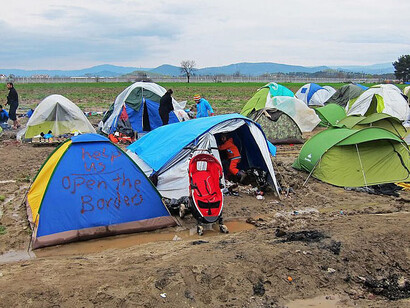 Tiendas de campaña para refugiados en Idomeni, Grecia