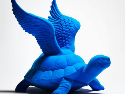 Ralph Hall, "Blue Turtle", 20x30x20cm, ceramica floccata, 2017