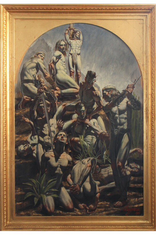 Copyright Mark Beard, [Buggereau (b. 1956)], A Thousand Martyrs 2013, oil on canvas, Courtesy of ClampArt, New York City