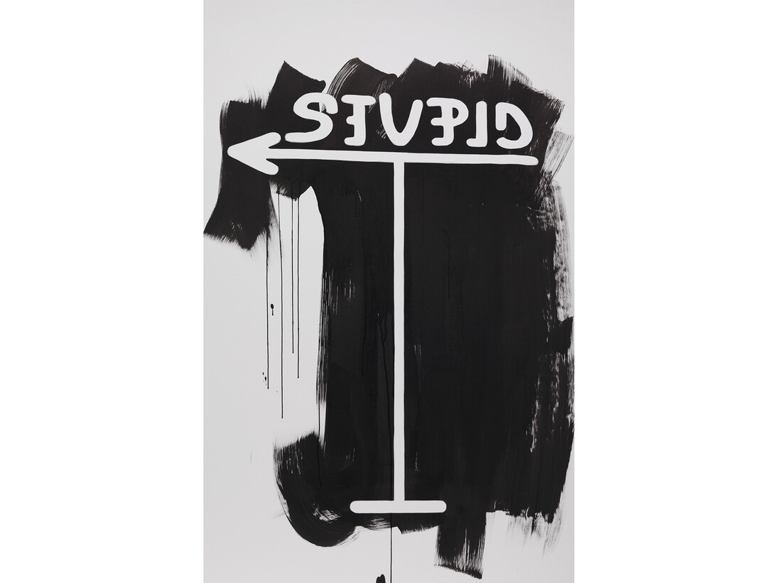 Frances Stark, Another Stupid Moment in Clever/Stupid Revolution, 2015, sumi ink on arches paper with inlay, vacuum sealed on aluminum and wood, 147.3 x 93.5 cm (57 1/2" x 36 3/4"). Photo: Marcus Leith, Courtesy of greengrassi, London
