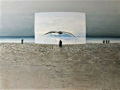 Apparizione gabbiano, 1998-1999, olio su tela, cm 60 x 80