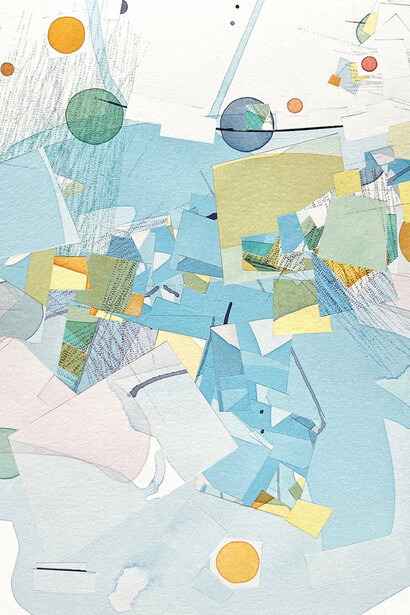 Nelleke Beltjens, The Only Constant is Change #5 (detail), 2023. 17.5 x 14 inches / 44.6 x 35.6 cm, ink pen on paper, watercolor, reinserted cut-outs. Courtesy of Pentimenti Gallery