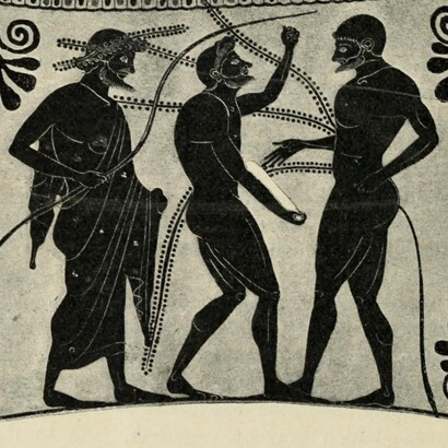 Anfora panatenaica. Illustrazione dal libro "Greek athletic sports and festivals", 1910