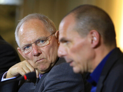 Wolfgang Schauble and Janis Varoufakis