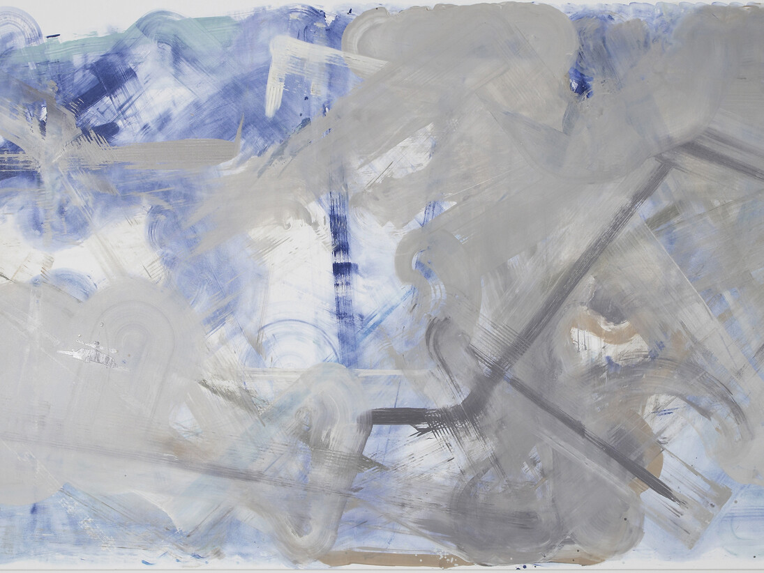 Reena Spaulings, Later Seascapes 2, 2014, Farrow & Ball “estate emulsions” on canvas, 254 x 500 cm / 100 x 197 inches, Courtesy of Campoli Presti, London / Paris 