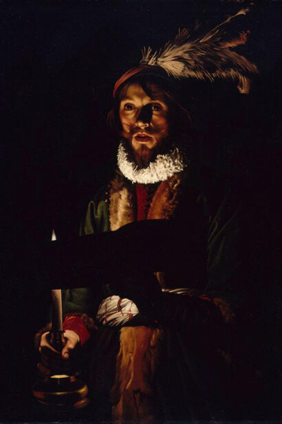 A Man Singing by Candlelight, about 1625-35 by Adam de Coster. The National Gallery of Ireland, Dublin.