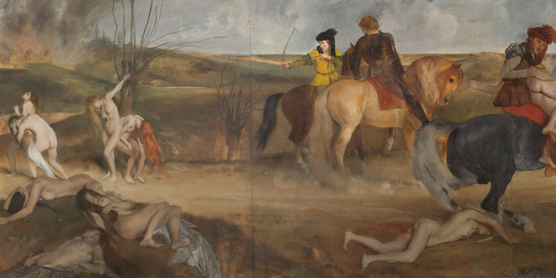 Edgar Degas, Scene of War in the Middle Ages, c. 1865, oil (essence) on paper laid down on canvas. Musée d’Orsay, Paris: Erich Lessing / Art Resource, NY.