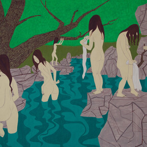 Yves Tessier, Ghost Bathers 2, 2017, casein on aluminum, 40 x 48 in. Courtesy of SHRINE 

