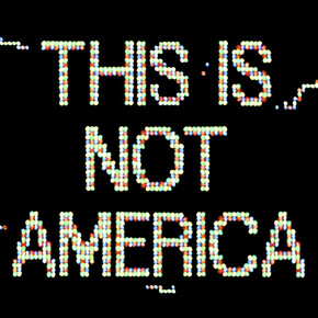 Alfredo Jaar, A logo for America [Digital animation commissioned by The public art fund for spectacolor sign, Times Square, New York, April 1987] (detail), 1987. Courtesy of Galerie Lelong