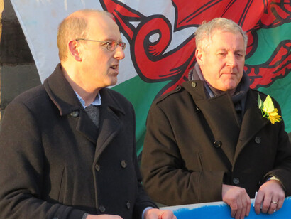 Picture of a protest in Wales against the war in Ukraine, one of countless that happened worldwide 