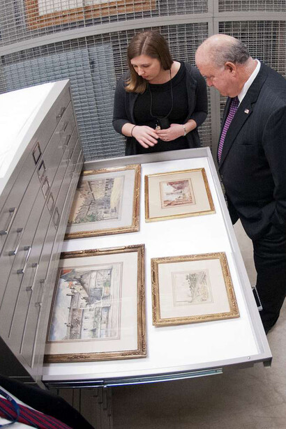Art Curator Sarah Forgey and Secretary of the Army Joseph W. Westphal May 30, 2012