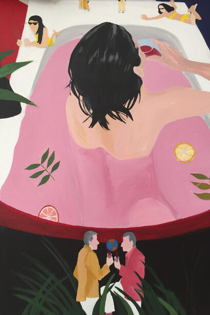 Meltem Sırtıkara, The Optical Illusion of Consciousness, 2019, acrylic and rope on canvas, 130x130
