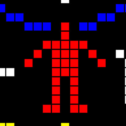Detalle del mensaje de Arecibo: el mensaje fue diseñado por Frank Drake, Carl Sagan y otros, y en su forma original no presentaba información sobre colores