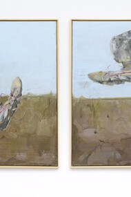 Claudia Di Francesco 1992, Anda e Rianda, 2024, pencils, oil, charcoal on canvas paper, 120 x 100 cm