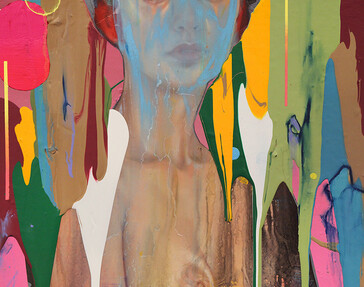 Erik Jones, A Colorful Malady, 41x51cm-16x20 inch. Watercolor, colored pencil, water-soluble wax pastel, acrylic on Rives bfk paper