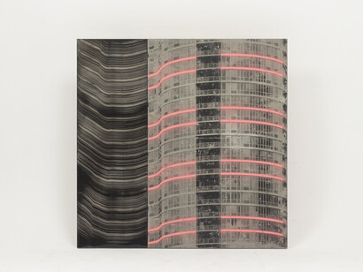 Keke Vilabelda, Neon Flow - Red Zig Zag, 2015, Technique mixte sur béton et methacrylate, 190 x 190 cm, Courtesy : Kir Royal Gallery 
