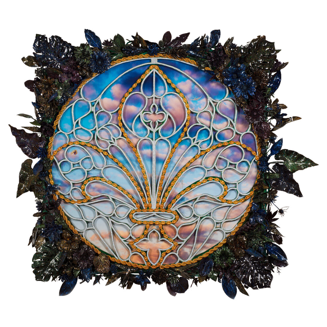 Rashaad Newsome, Wild Magnolia, 2013, collage in customized antique frame, 72 x 70 x 7 in.
