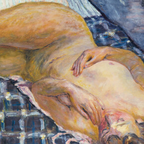 Pierre Bonnard, Liegender Akt auf Weißblau Kariertem Grund, um 1909, Detail,
Städel Museum, Frankfurt am Main, © U. Edelmann - Städel Museum - Artothek  © Bildrecht, Wien, 2015