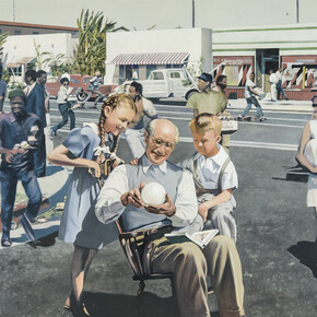 Martin Mull, The Search for Truth in Advertising, 2014, Oil on panel, 30 x 40 in.