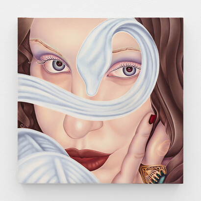 Ariane Heloise Hughes, Engaged To, 2023, Oil on linen, 20 x 20 inches, 50 x 50 cm. Courtesy of The Hole, New York