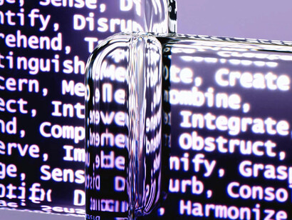 An artist’s illustration of AI language models that generate text, created by Wes Cockx for the Visualising AI project