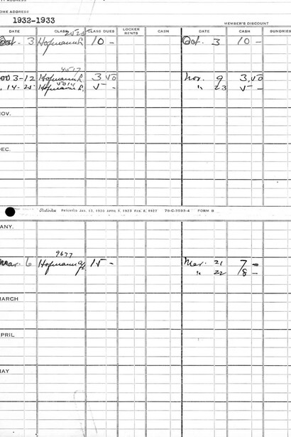 Louise Nevelson's student records, courtesy of the Art Students League of New York and Pace Gallery