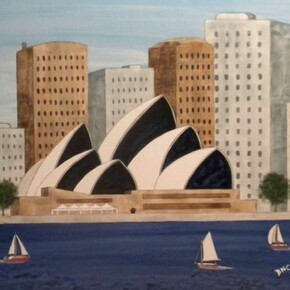 Brenda Ness-Cooper, Sydney Opera House, Watercolor on Board, 14" x 18"