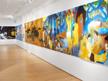 Installation view (left-right): Kenji Nakayama, Brooklyn; Cassius Fouler, Visions Scmisions, All Damn Day; 
MOODY, Absolute Adict; UR New York, Eye of the Beholder; Thomas Buildmore; Where Do We Come From What Are We Where Are We Going