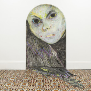 Giuliana Rosso, Abisso, 2023, chalk and charcoal on paper, site specific installation, unique edition. Courtesy the artist and The Address Gallery