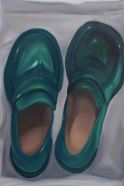 Ollie White, Green shoes in box, 2024. Con la cortesia di Tube Culture Hall