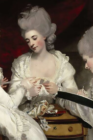 The Ladies Waldegrave is a group portrait painted by Joshua Reynolds between 1780 and 1781, now housed in the Scottish National Gallery, which acquired the painting in 1952. The work depicts the three daughters of James Waldegrave, 2nd Earl Waldegrave, and Maria Walpole. From left to right, they are Charlotte, holding a skein of silk; Elizabeth, winding Charlotte’s silk onto a card; and Anna, producing tambour lace