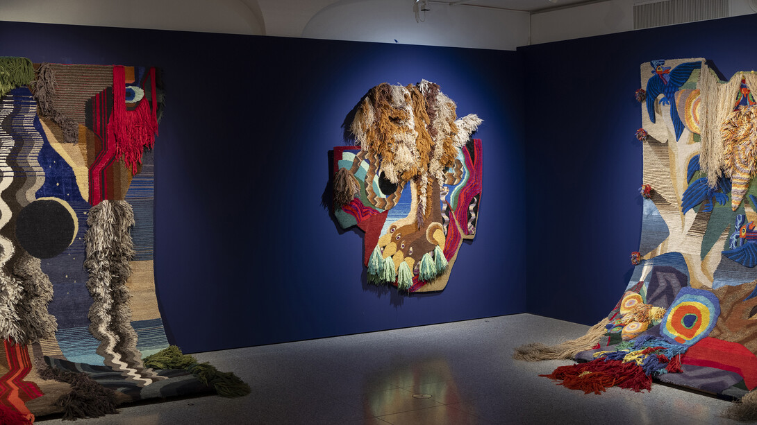 Christoph Hefti. The missing cat et autres histoires textiles, vue d'exposition. Avec l'aimable autorisation du Museum für Gestaltung