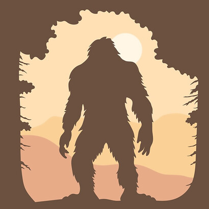 An intricately crafted hand-drawn silhouette of Bigfoot beautifully encapsulates the enigmatic allure surrounding this elusive creature