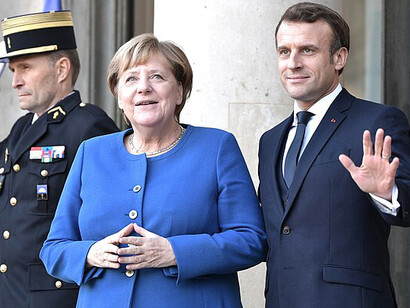 Emmanuel Macron and Angela Merkel, 2019, France