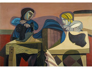Robert MacBryde (1913-66), Two Women Sewing, c.1948, Oil on canvas, 100.30 x 143.50 cm, Collection: Scottish National Gallery of Modern Art
