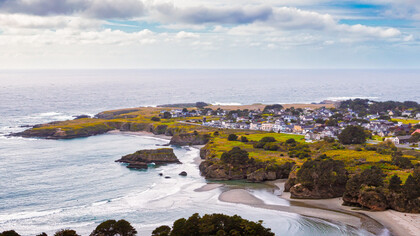 Aerial view of the Mendocino community